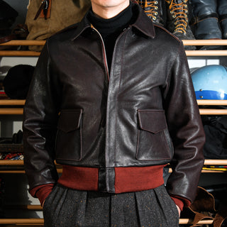 A-2 Leather Flight Jacket 42-18775 - Goatskin - Seal Brown - 05