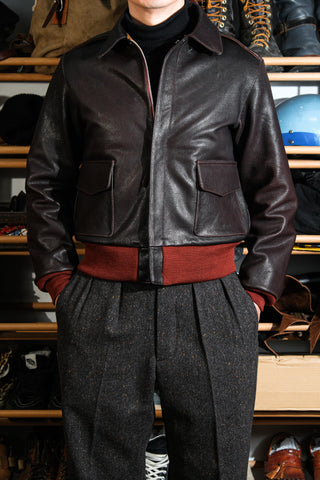 A-2 Leather Flight Jacket 42-18775 - Goatskin - Seal Brown - 07