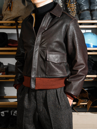 A-2 Leather Flight Jacket 42-18775 - Goatskin - Seal Brown - 09