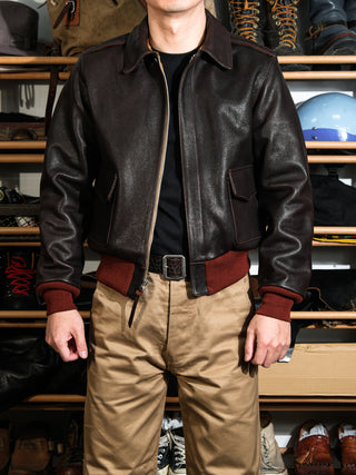 A-2 Leather Flight Jacket 42-18775 - Goatskin - Seal Brown - 13