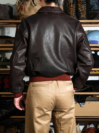 A-2 Leather Flight Jacket 42-18775 - Goatskin - Seal Brown - 14