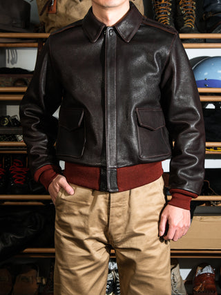 A-2 Leather Flight Jacket 42-18775 - Goatskin - Seal Brown - 15