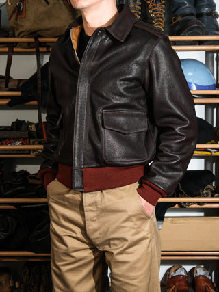 A-2 Leather Flight Jacket 42-18775 - Goatskin - Seal Brown - 16