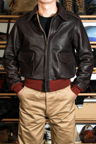 A-2 Leather Flight Jacket 42-18775 - Goatskin - Seal Brown - 18