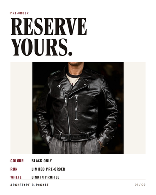 "Archetype" 1930s D-Pocket Motorcycle Jacket (Pre-order)