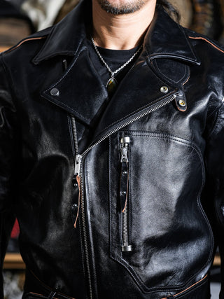 "Archetype" 1930s D-Pocket Motorcycle Jacket-Brake House-Black-6
