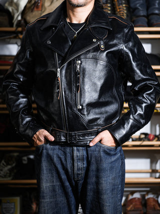 "Archetype" 1930s D-Pocket Motorcycle Jacket-Brake House-Black-3