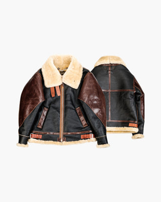 Double Pocket B-3 Shearling Bomber Jacket - Merino Sheepskin & Horsehide