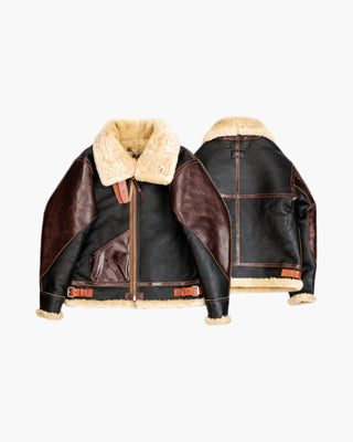 Single Pocket B-3 Shearling Bomber Jacket - Merino Sheepskin & Horsehide