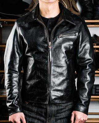 CHP Motorcycle Jacket - Tea Core Horsehide - Brake House - Black - front - model