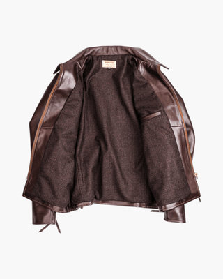 CHP Motorcycle Jacket - Tea Core Horsehide - Brake House - burgundy - front - open
