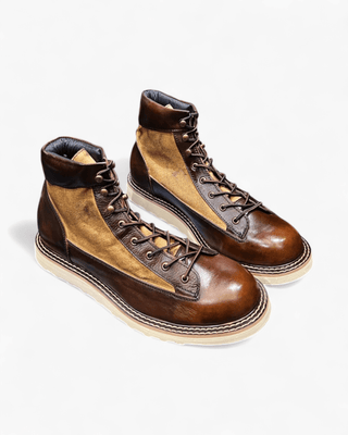 Canvas & leather two - tone motorcycle boots 1953 - Brake House - Vintage Brown - 1