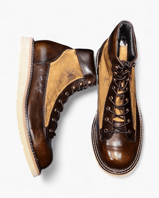 Canvas & leather two - tone motorcycle boots 1953 - Brake House - Vintage Brown - 2