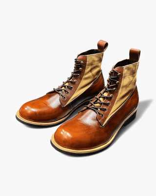 Canvas & leather two - tone work boots 8153 - Brake House - Vintage Brown - 2