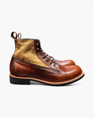 Canvas & leather two - tone work boots 8153 - Brake House - Vintage Brown - 6
