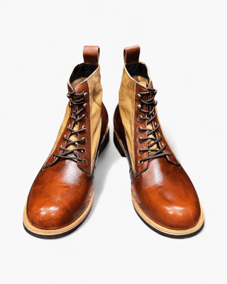 Canvas & leather two - tone work boots 8153 - Brake House - Vintage Brown - 8
