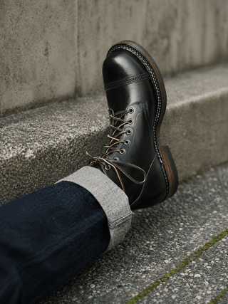 Bump Cap Toe Service Boots 8301 - Brake House - Black - VIBRAM sole - 16