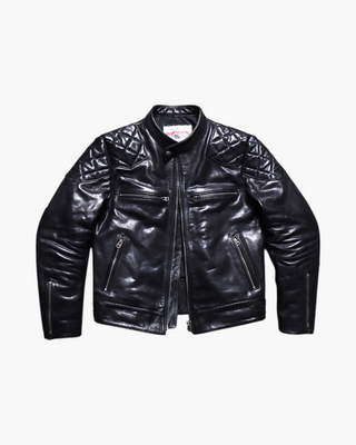 Italian vegetable-tanned calfskin cafe racer black