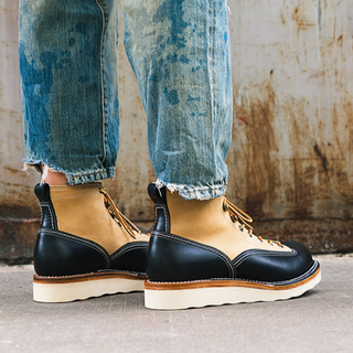 Two-tone short-face motorcycle boots 7302