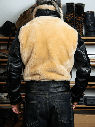 Grizzly Shearling Leather Jacket - Brown/Beige - Brake House - Brown - 7