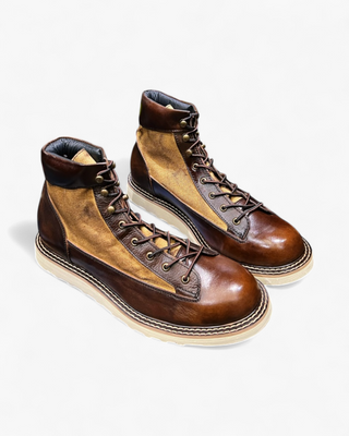Canvas & leather two-tone motorcycle boots 1953