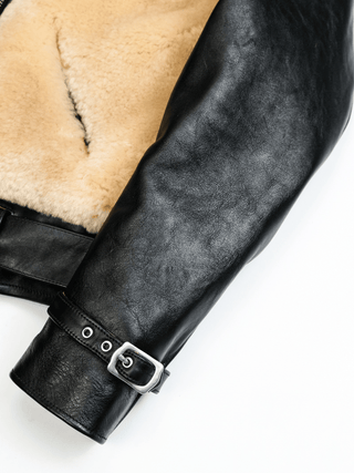 Grizzly Shearling Leather Jacket - Brown/Beige - Brake House - Brown - 23