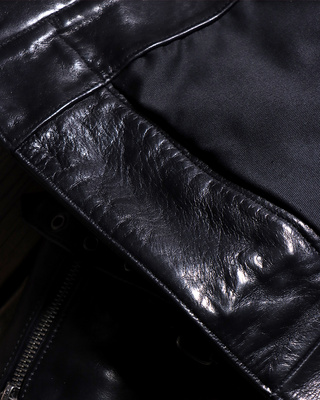 Italian vegetable-tanned calfskin cafe racer black