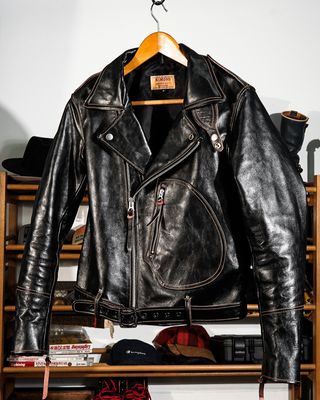 Tea core horsehide 'Leather Togs' motorcycle jacket, LA BREA
