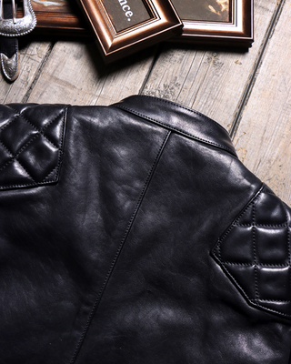 Italian vegetable-tanned calfskin cafe racer black