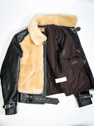 Grizzly Shearling Leather Jacket - Brown/Beige - Brake House - Brown - 13