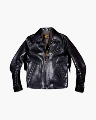Japanese tea core horsehide 1930s half belt jacket black