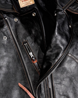Tea core horsehide 'Leather Togs' motorcycle jacket, LA BREA