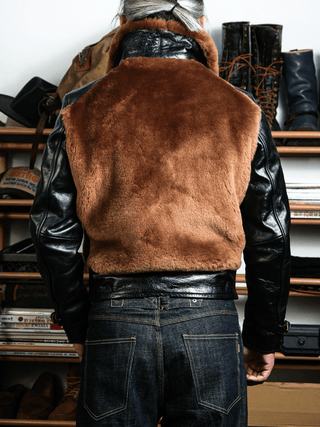 Grizzly Shearling Leather Jacket - Brown/Beige - Brake House - Brown - 8