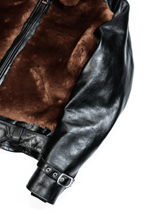 Grizzly Shearling Leather Jacket - Brown/Beige - Brake House - Brown - 24