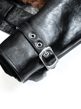 Grizzly Shearling Leather Jacket - Brown/Beige - Brake House - Brown - 34