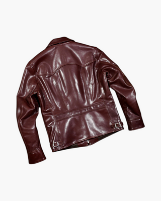 Vegetable-tanned horsehide 1930s half belt jacket burgundy