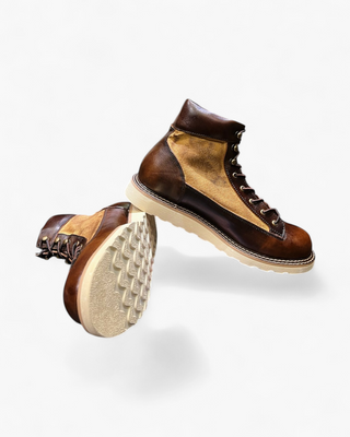 Canvas & leather two-tone motorcycle boots 1953