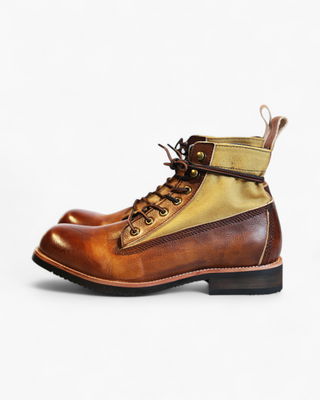 Canvas & leather two-tone work boots 8153