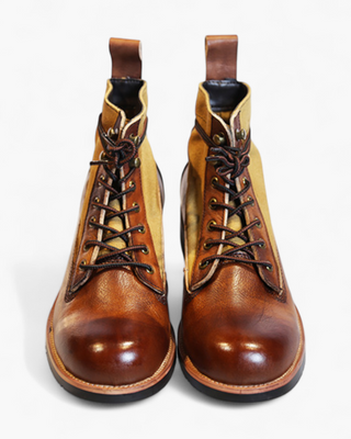 Canvas & leather two-tone work boots 8153