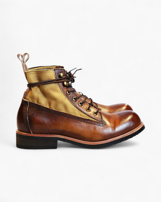 Canvas & leather two-tone work boots 8153