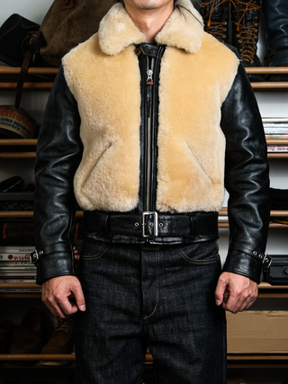 Grizzly Shearling Leather Jacket - Brown/Beige