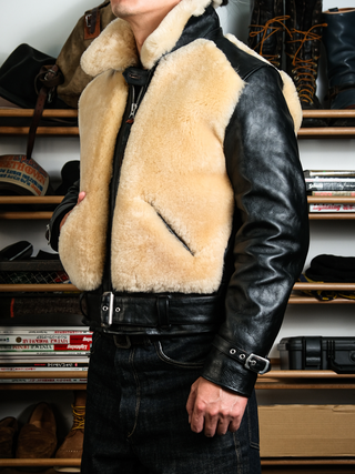 Grizzly Shearling Leather Jacket - Brown/Beige
