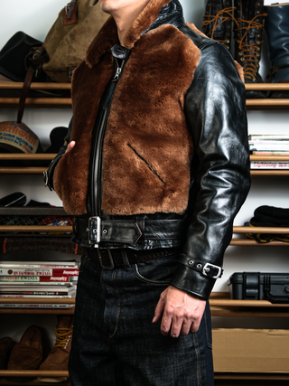 Grizzly Shearling Leather Jacket - Brown/Beige