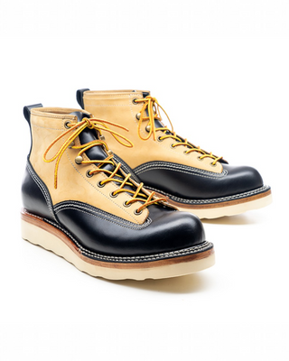 Two-tone short-face motorcycle boots 7302