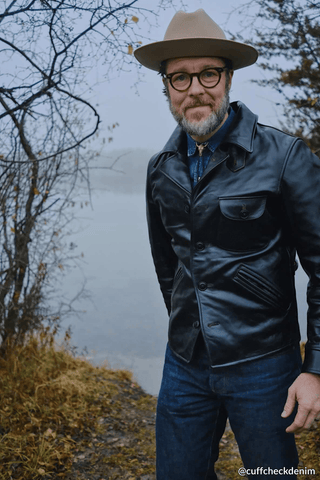 Four Corner Leather Work Jacket - Brake House - Black - 31