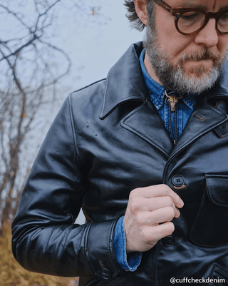 Four Corner Leather Work Jacket - Brake House - Black - 29