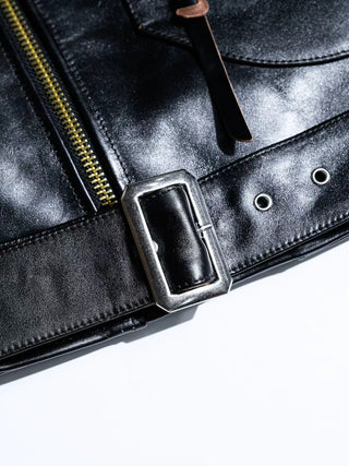 J-24 Leather Jacket With Mouton Collar-Brake House-Black-25