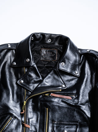 J-24 Leather Jacket With Mouton Collar-Brake House-Black-18