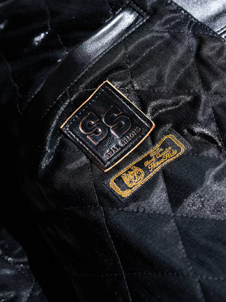 J-24 Leather Jacket With Mouton Collar-Brake House-Black-32