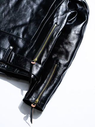 J-24 Leather Jacket With Mouton Collar-Brake House-Black-29
